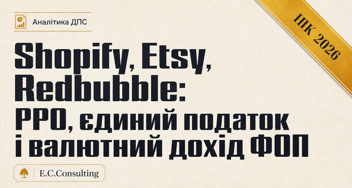 Shopify, Etsy, Redbubble для ФОП: РРО/ПРРО, єдиний податок і валютний дохід — розʼяснення ДПС 2026